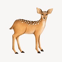 Deer collage element, cute animal illustration psd