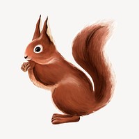 Squirrel collage element, cute animal illustration