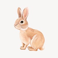 Rabbit collage element, cute animal illustration