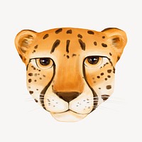 Cheetah head collage element, cute animal illustration