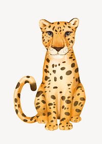 Cheetah collage element, cute animal illustration