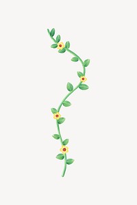 Flowering vine collage element, botanical illustration