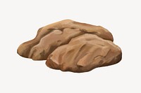 Brown rock collage element, stone illustration