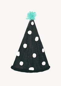 Cute party hat collage element, black design psd