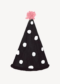 Cute party hat collage element, black design