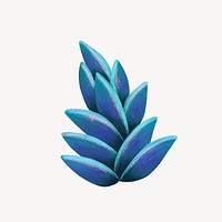 Blue leaves collage element, botanical illustration psd