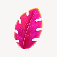 Pink leaf collage element, botanical illustration psd