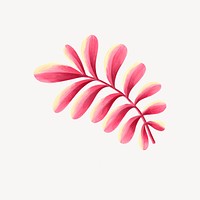 Gradient pink leaf collage element, botanical illustration