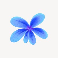 Gradient blue flower collage element, botanical illustration