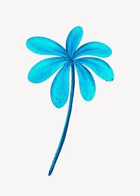 Blue flower collage element, botanical illustration