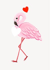 Flamingo collage element, cute animal illustration