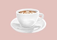 Latte art, hot coffee drinks illustration vector