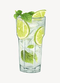 Mojito cocktail, alcoholic drinks illustration vector