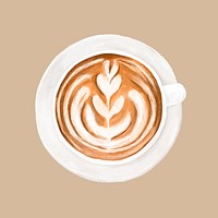 Latte art, hot coffee drinks illustration vector