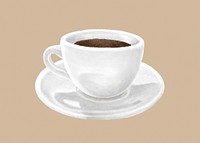 Espresso cup, hot coffee drink illustration psd