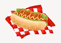 Hot dog basket, fast food illustration psd