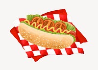 Hot dog basket, fast food illustration vector