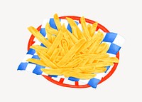 French fries basket, fast food illustraiton vector