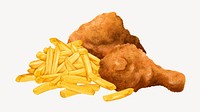 Fried chicken, fries fast food illustration vector
