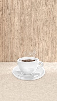 Coffee aesthetic iPhone wallpaper, wooden texture background