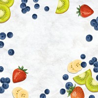 Smoothie fruits frame background, off-white marble design