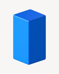 3D blue cuboid clipart, geometric shape psd