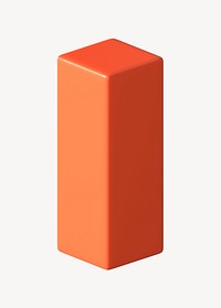 3D orange cuboid clipart, geometric shape psd