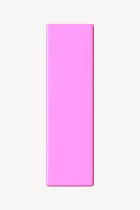 3D pink rectangle shape, geometric clipart psd