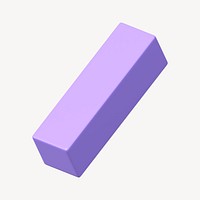 3D purple cuboid clipart, geometric shape psd