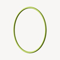 3D green oval ring shape, geometric clipart psd