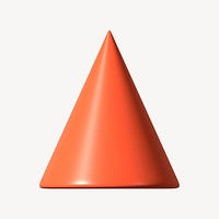 3D orange cone shape, geometric clipart psd