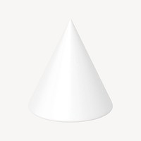 3D white cone shape, geometric clipart psd