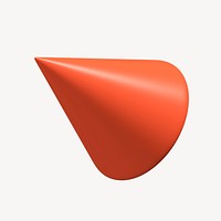 3D orange cone shape, geometric clipart psd