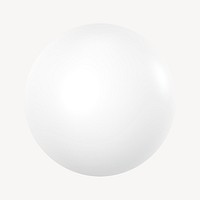 3D white sphere shape, geometric clipart psd