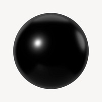 3D black sphere shape, geometric clipart psd