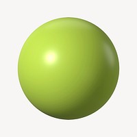 3D green ball shape, geometric clipart psd