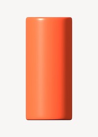 3D orange cylinder, geometric clipart psd