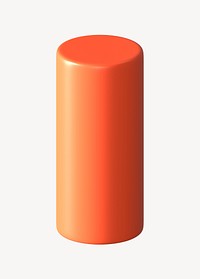 3D orange cylinder, geometric clipart psd