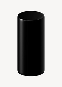 3D black cylinder, geometric clipart psd