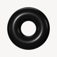 Black donut ring, 3d shape clipart