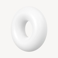 Minimal 3D donut ring, geometric shape, clipart psd