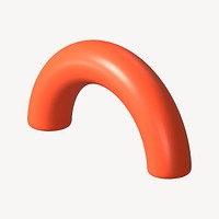 3D orange half torus clip art psd