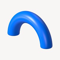 3D blue half torus clipart, geometric shape