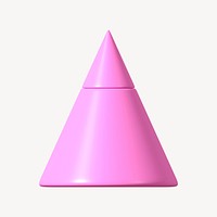 3D pink cone shape, geometric clipart psd
