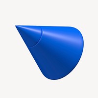 3D blue cone shape, geometric design