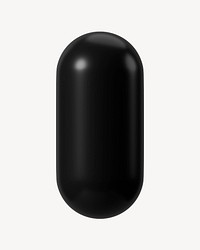 3D black capsule, geometric shape