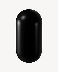 3D black capsule, geometric shape