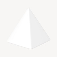 3D white pyramid clipart, geometric shape psd