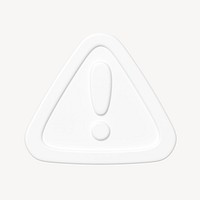 White warning sign 3D collage element psd