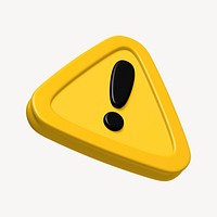 Tilted warning sign 3D clipart illustration 